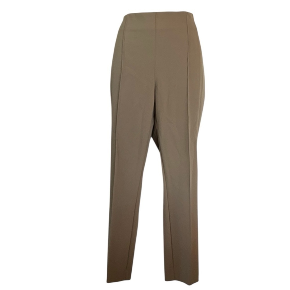 LAFAYETTE Pants, Women 12, Tan Knit. Flat front, side zip, cropped, stretch. EUC